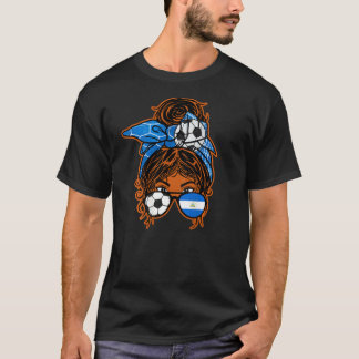 Ruff Bun Hår Brun Hud Fotboll Flicka Nicaragua Je T Shirt