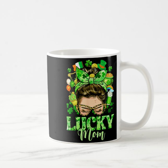 Ruff bun hår lycklig mamma shamrockar st patricks  kaffemugg (Höger)