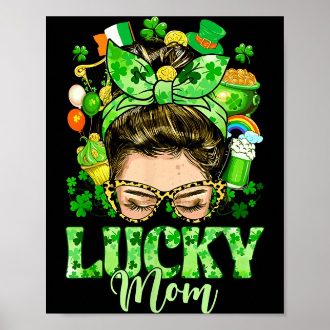 Ruff bun hår lycklig mamma shamrocks st patricks d poster (Framsidan)