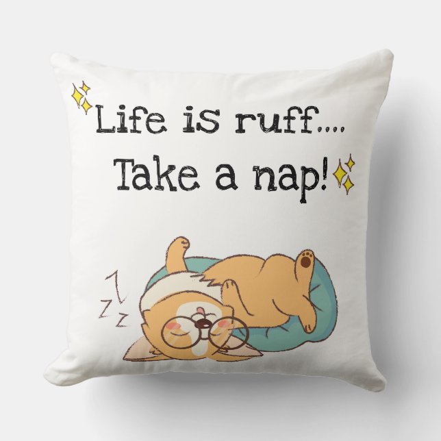 Ruff Life Nap Corgi Dekorativ kudde (Framsida)