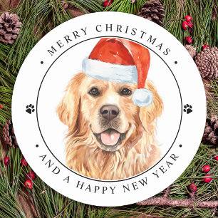 Ruff Year Golden Retriever Rolig hund jul Runt Klistermärke