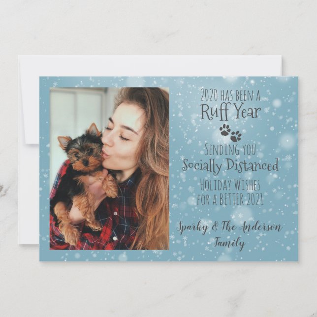 Ruff Year Hund Foto Semester Platt Semesterkort Julkort (Framsida)
