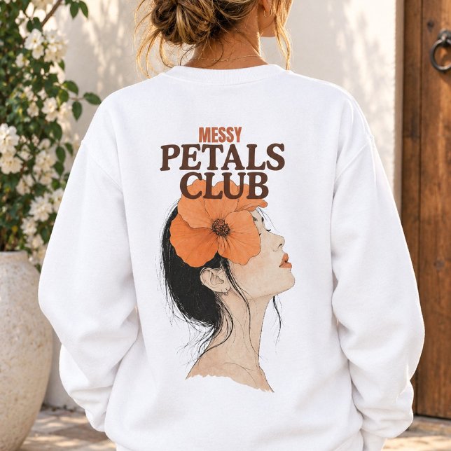 Ruffa Kronblad Klubb Boho Flicka Blommig T Shirt (Messy Petals Club Boho Girl Floral Back Print Sweatshirt)
