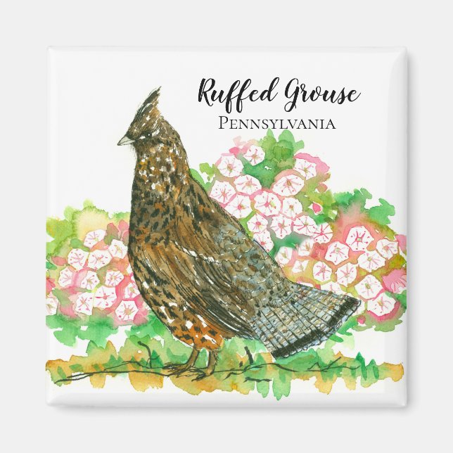 Ruffed Grouse Pennsylvania Mountain Laurel Magnet (Framsidan)