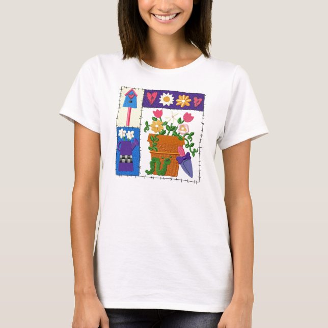 Ruffen lappar trädgårds- design t-shirt (Framsida)