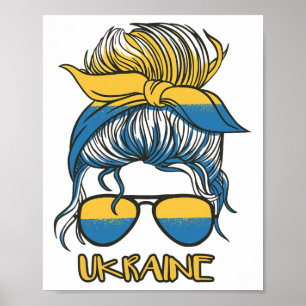 Ruffig frisyr ukrainska flaggan flicka Ukraina  Poster