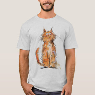 Ruffig orange katt fantasifull excentrisk t shirt