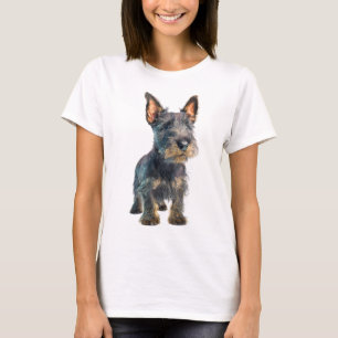 Ruffig porträtt av skotsk terrier-valp kvinnor t shirt