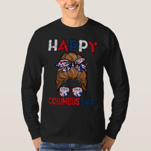 Ruffig tofs amerikansk flagga Columbus Day män kvi T Shirt