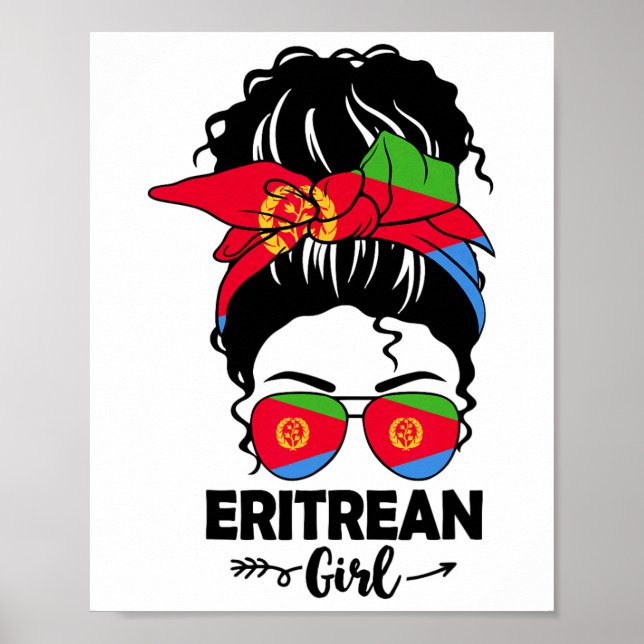 Ruffig tova eritreansk flicka och Eritrea flagga G Poster (Framsidan)