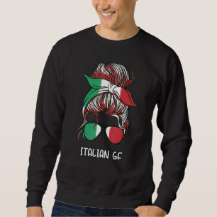 Ruffiga buns italiensk flickvän Italien tjej Itali Lång Ärmad Tröja