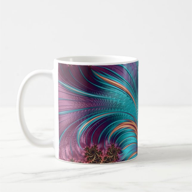 Ruffle A few Feathers Fractal Art Coffee Mugg (Vänster)