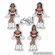 Ruffle Majorette / Dancer Stickers Black/Red/White