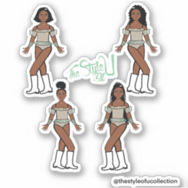 Ruffle Majorette / Dancer Stickers Grönt Stones Klistermärken