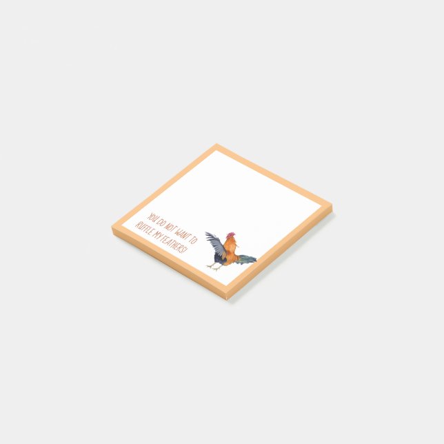 "Ruffle My Feathers" färgstark vattenfärg tupp Post-it Block (Vinklad)