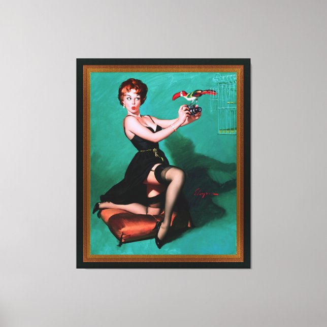 Ruffled Feathers av Gil Elvgren Canvastryck (Framsida)