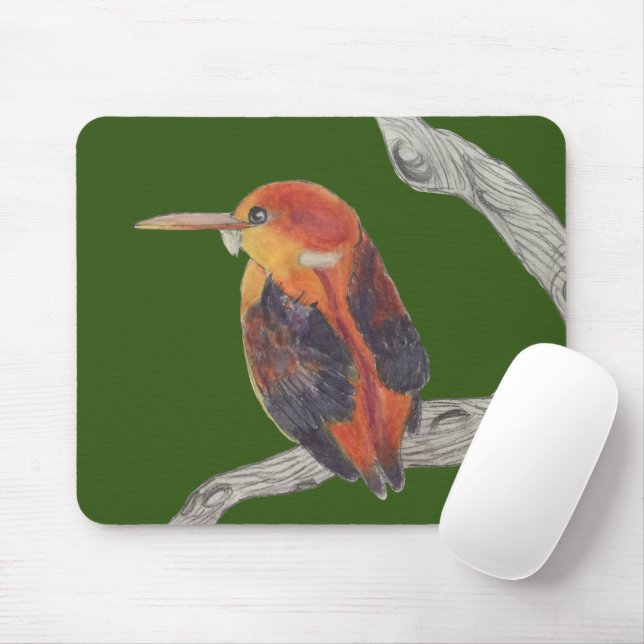 Rufous Backfisher på en muspad Musmatta (Med mus)