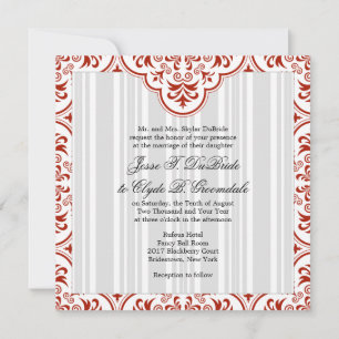 Rufous Bröllop Damask DIY Inbjudningar