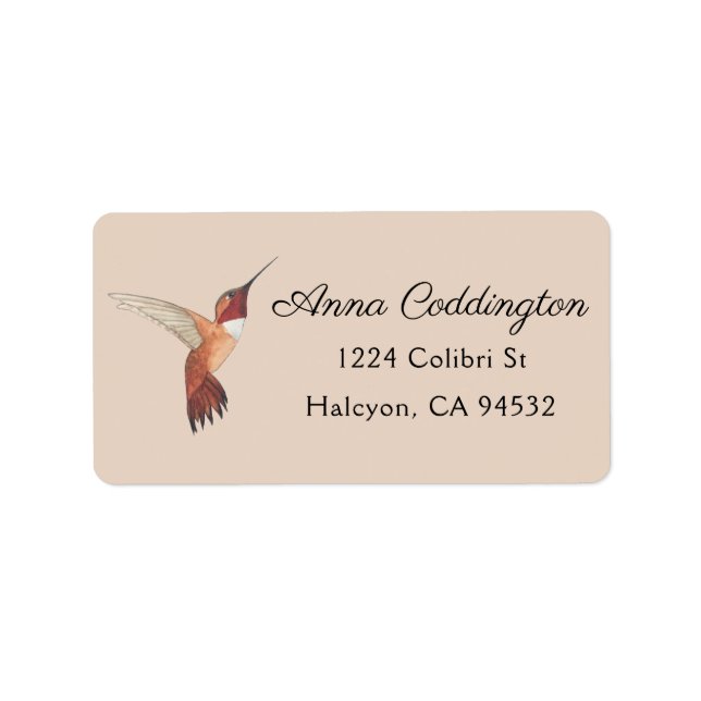 Rufous Hummingbird Address Label Adressetikett (Framsidan)