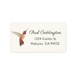 Rufous Hummingbird Address Label Adressetikett