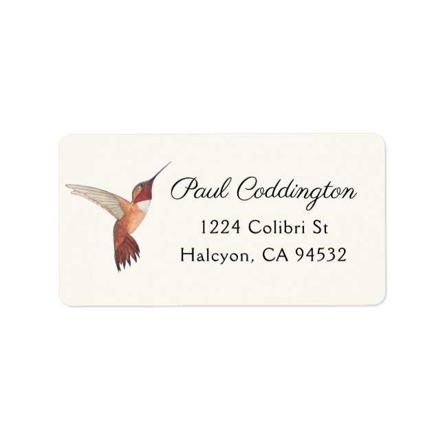 Rufous Hummingbird Address Label Adressetikett (Framsidan)