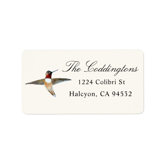 Rufous Hummingbird-adressetikett Adressetikett (Framsidan)