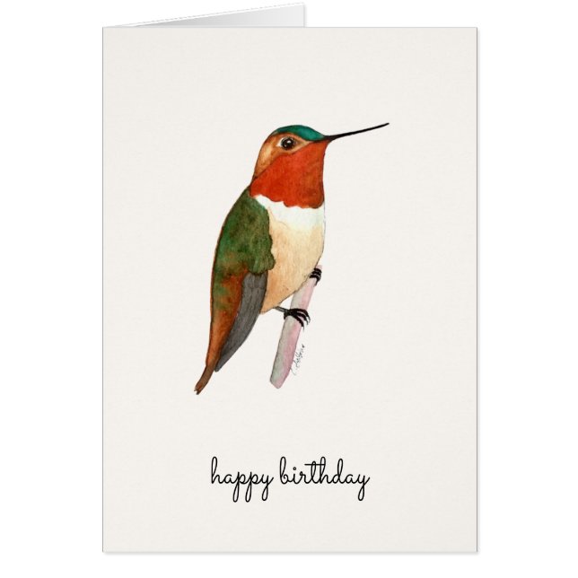 Rufous Hummingbird Birthday Card Hälsningskort (Framsidan)
