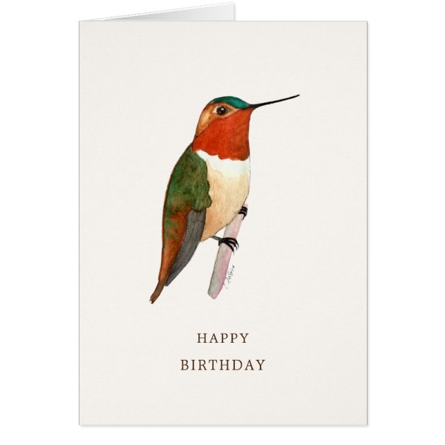 Rufous Hummingbird Birthday Card Hälsningskort (Framsidan)