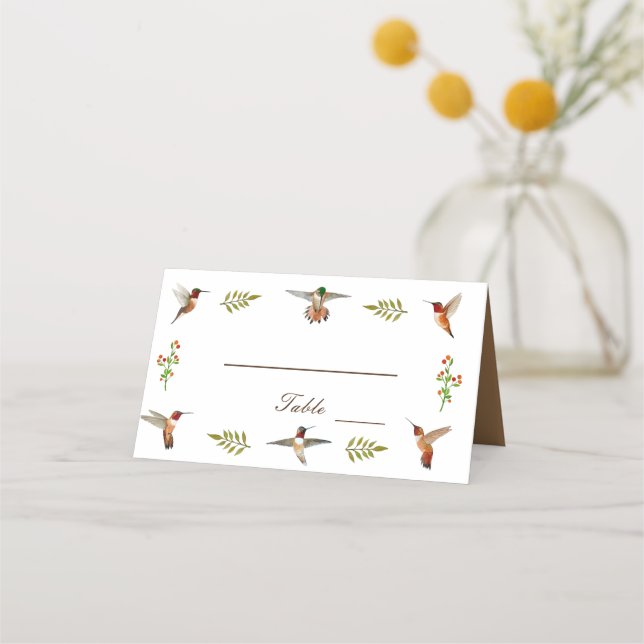 Rufous Hummingbird Bröllop Placeringskort (Framsida)