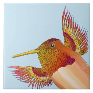 Rufous Hummingbird på en keramik Tile Kakelplatta