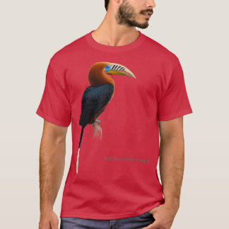 Rufousnecked Hornbill Detailed Bird Illustration T Shirt
