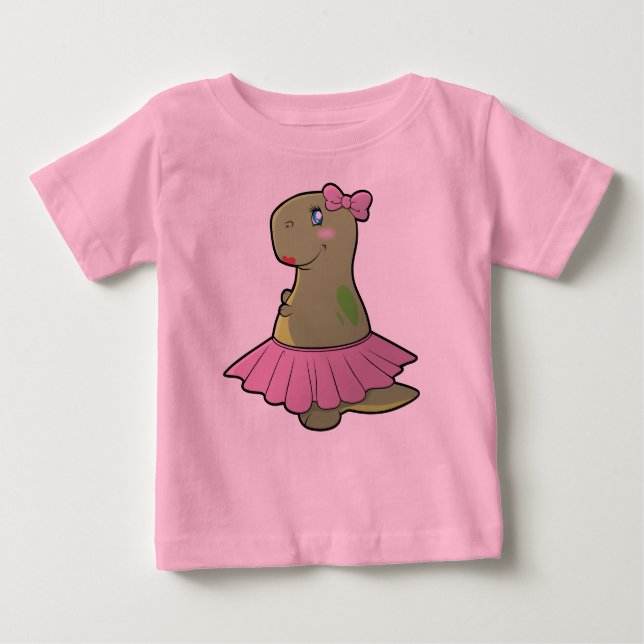 Rufsad skjorta för småbarnflickaDinosaur T-Rex T-shirt (Framsida)