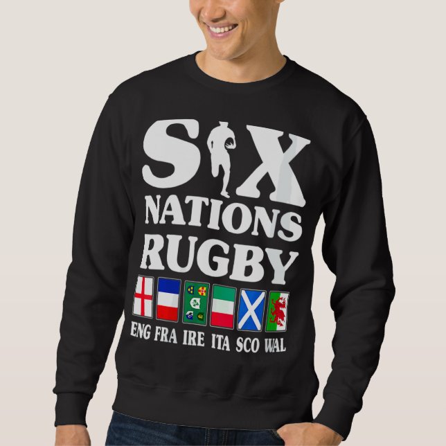 Rugby 6 Nations England Frankrike Ireland Italien  Lång Ärmad Tröja (Framsida)