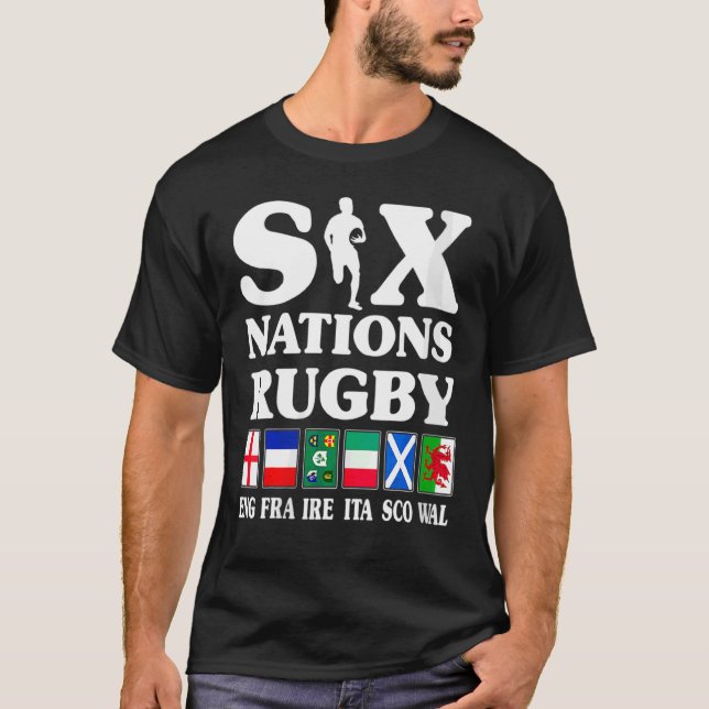 Rugby 6 Nations England Frankrike Ireland Italien  T Shirt (Framsida)