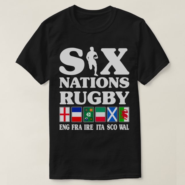 Rugby 6 Nations England Frankrike Ireland Italien  T Shirt (Design framsida)