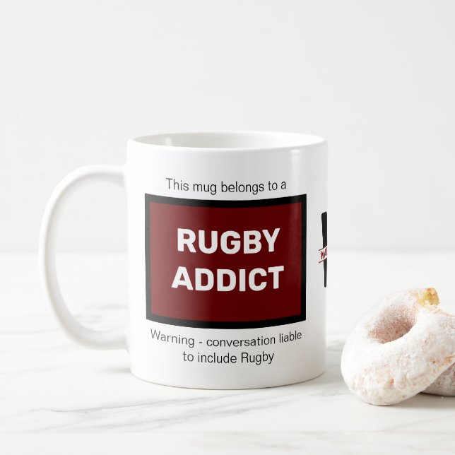 Rugby Addict Add your Name Monogram Initial Kaffemugg (Med munk)