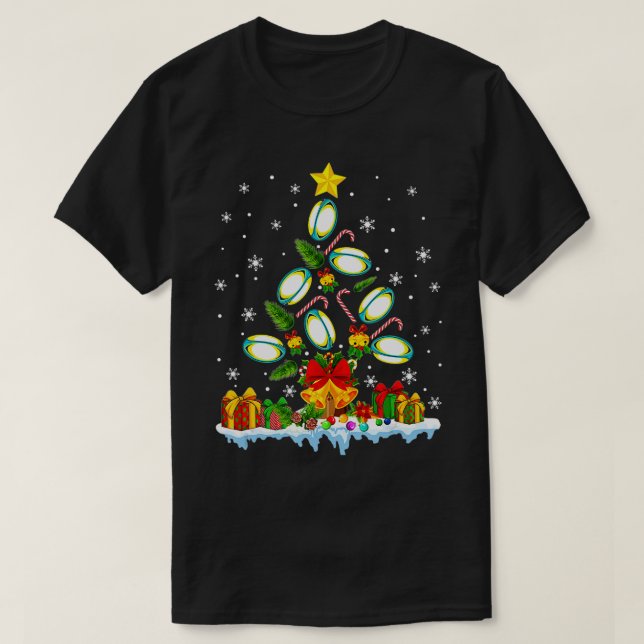 Rugby Älskare julfri Ljus Santa Hat Rugby X T Shirt (Design framsida)