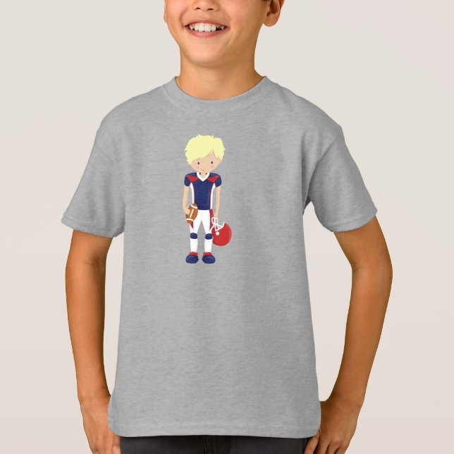 Rugby, American Football, Cute Boy, Blond Hair T Shirt (Framsida)