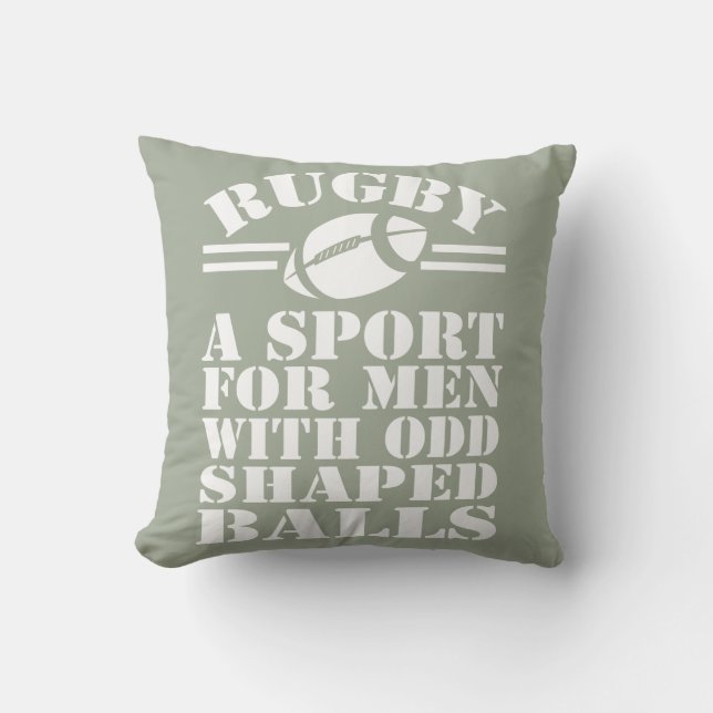 Rugby är en för manar sport med udda bollar kudde (Framsida)