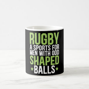 Rugby är en för manar sport med udda former av b kaffemugg