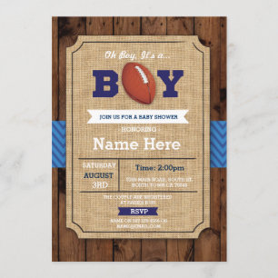 Rugby Baby Shower American football Boy Inbjudan