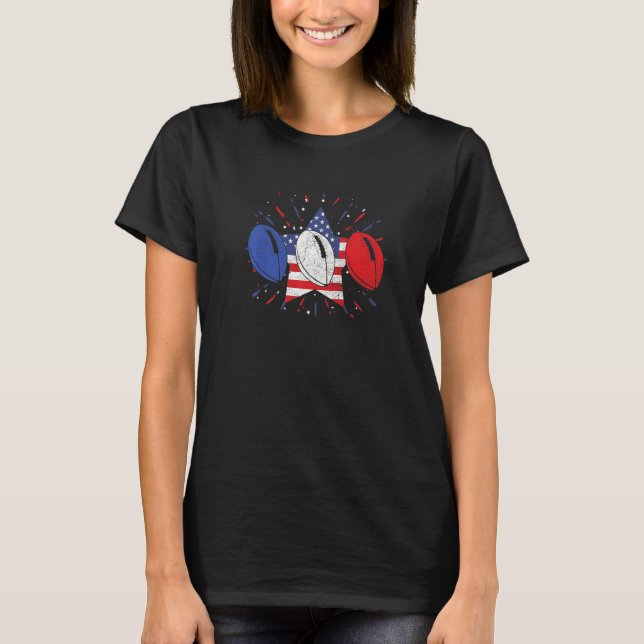 Rugby Balls US American Flag  American Football Pr T Shirt (Framsida)