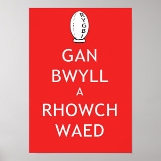 Rugby Behålla Lugn & Ge Blood (Welsh) Poster