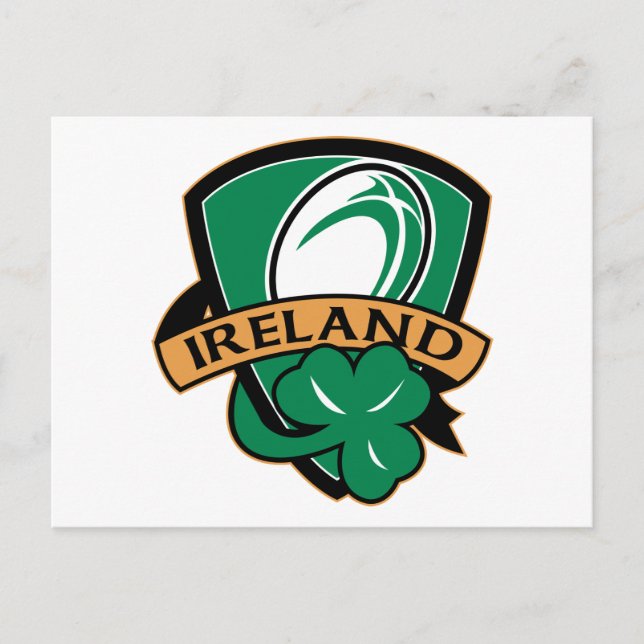 rugby boll ireland sköld schrock vykort (Framsida)