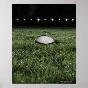 Rugby boll sitta på gräsbeck på en poster
