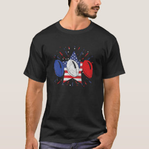 Rugby Bollar US American Flagga American Football T Shirt