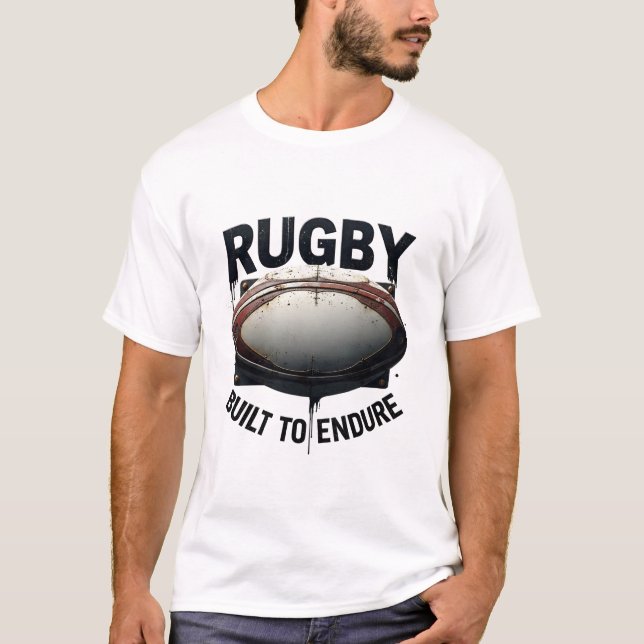 Rugby – Built to Endure Industrial Metal Design T Shirt (Framsida)