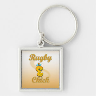 Rugby Chick Fyrkantig Silverfärgad Nyckelring