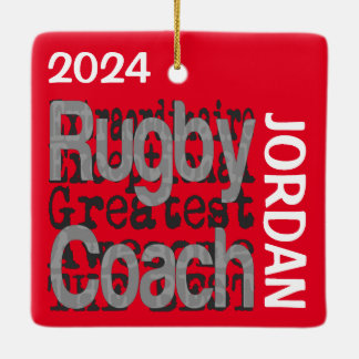 Rugby Coach Extraordinaire ANPASSNINGSBAR Julgransprydnad Keramik