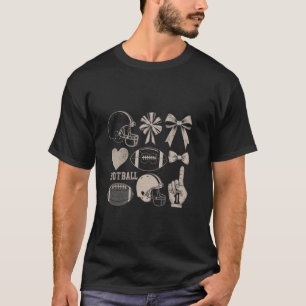 Rugby Coquette Bow Football Game Day Women Girls K T Shirt